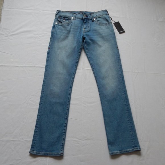 NWT TRUE RELIGION RICKY SN FLAP Relaxed Straight Blue Light Wash JEANS 31x 33 - Picture 7 of 8